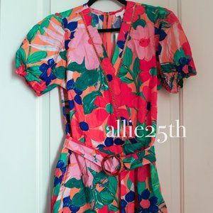 Colorful Gianni Bini Romper with Faux Bamboo belt Junior XL